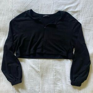 Cropped Quarter-zip Top (XS) - Shein - Casual- Cool!